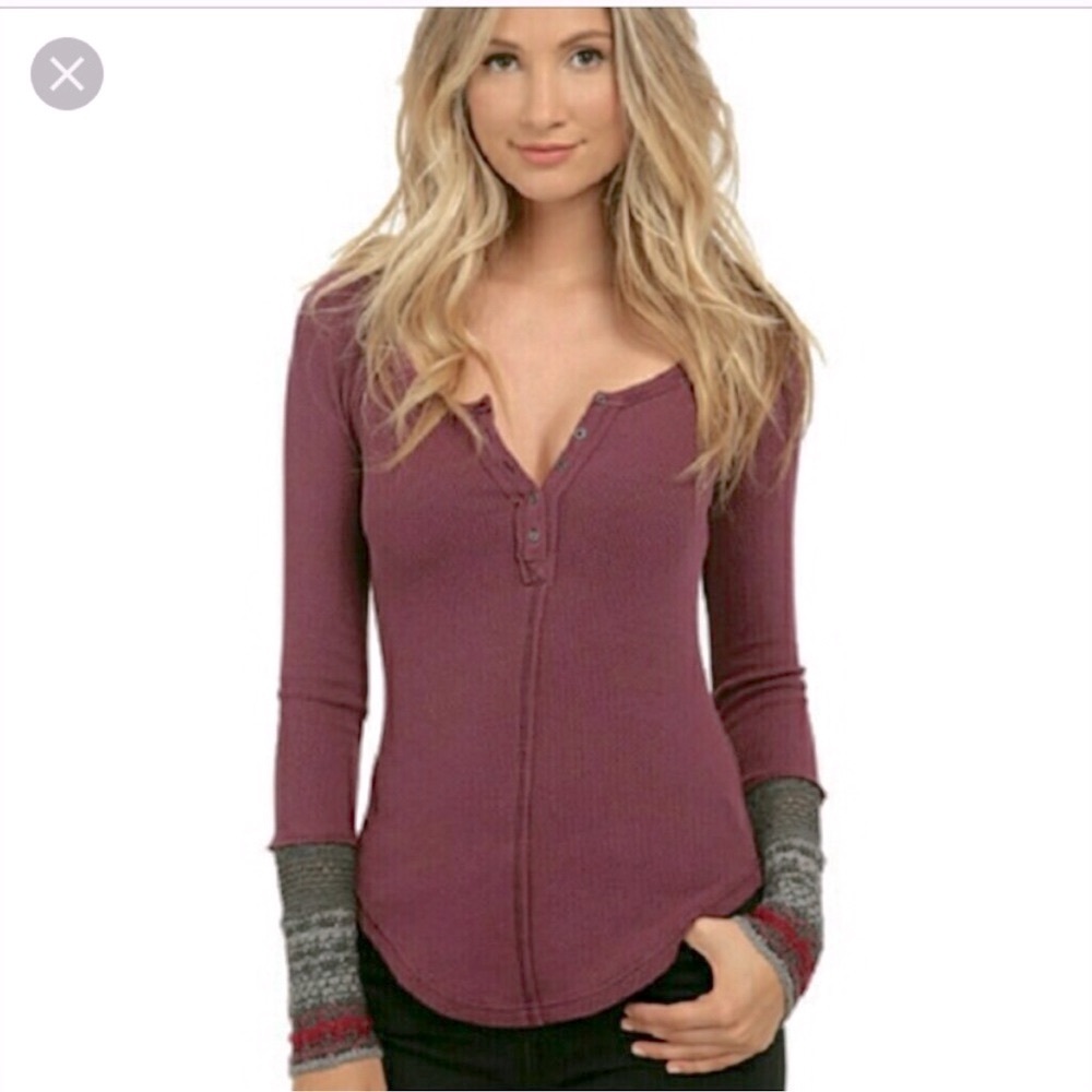 Free People Ski Lodge Waffle Thermal Long Sleeve Henley Size: Medium